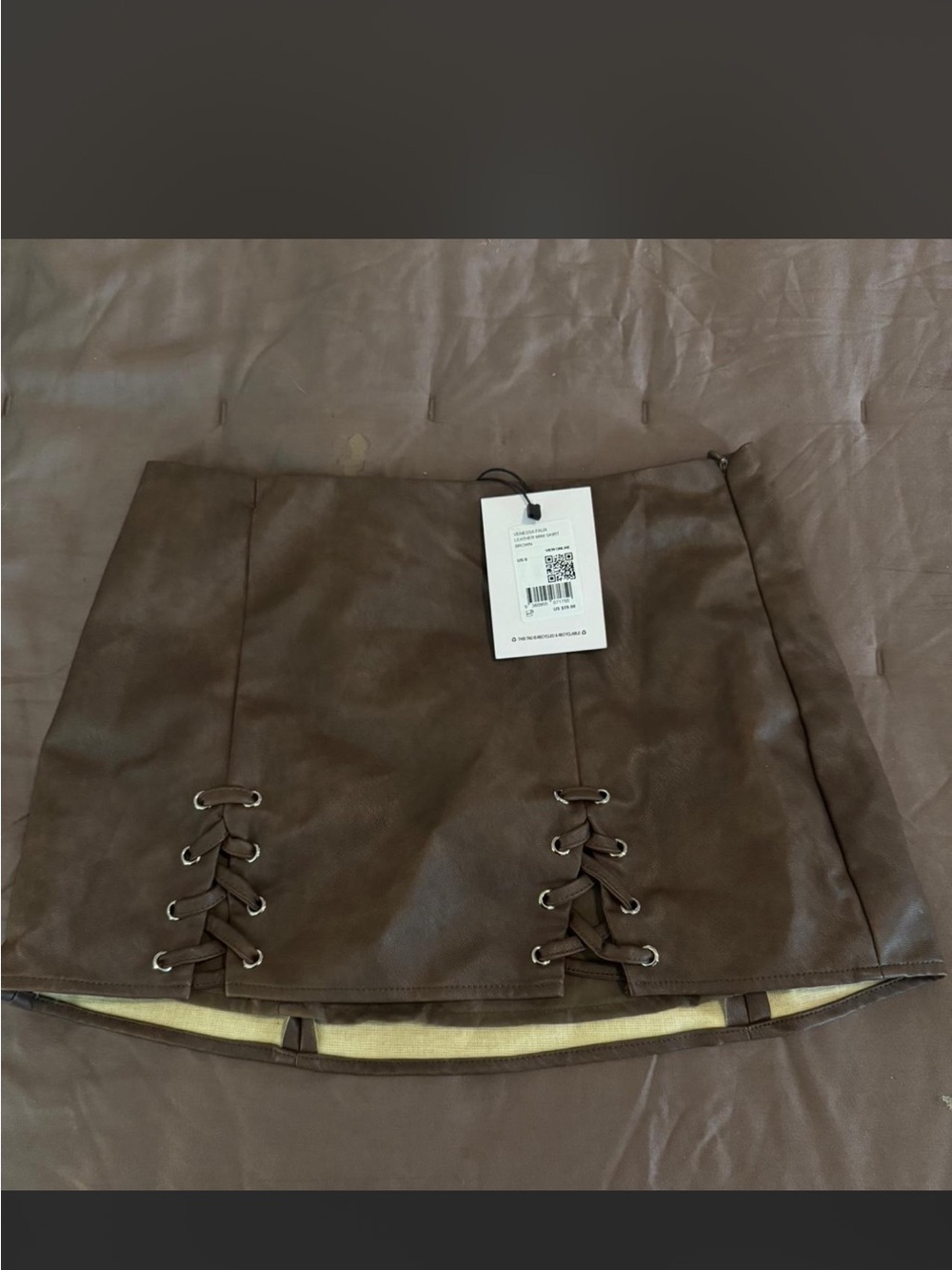 Princess Polly Venessa Faux Leather Mini Skirt Brown